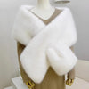 Elegant Faux Fox Fur Shawl Women Scarf Collar Winter Warm Cape Wedding Solid Pashmina Plush Wrap