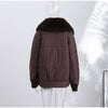 Faux Fur Collar Women's Padded Jacket Knitted Cuff Patchwork Batwing Sleeve Loose Cotton Jackets Winter Warm Coats