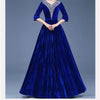 Middle-Aged Mother Golden Velvet Dress Women Autumn Party Dresses Lady V-Neck Temperament Long Dress Female Vestido