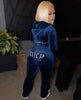 Women's Hooded Sweatshirt Suit Zipper Cardigan Diamond Street Velvet Casual Female Pants 2-piece Set