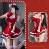 Christmas Dress Suit Women Xmas Cosplay Costume Red Suit Party Rabbit Ears Headwear Year Hooded Shawl Christmas Girl Set