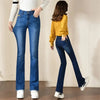Winter Vintage Velvet Flare Jeans Warm Plush Lined Skinny Vaqueros Casual High Waist Womens Denim Pants Thicken Bell-bottoms