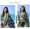 Ethnic Style Cape Oversized Sweater Jacket Women Loose Patchwork Warm Long Scarf Knitted Cardigan Woman