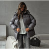 Solid Zipper Drawstring Puffer Jacket Quilted Water-Resistant Loose Winter/Fall Warm Women Outerwear Daily Causal Lady Coat