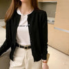 Knitted Cardigan Jacket Women Spring Autumn Round Neck Casual Cardigans Woman Solid Color Slim Korean Jumpers Female