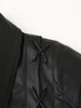 Suninherat Autumn Faux Leather Jacket Black PU Jacket Coat with Belt Lapel Women's Outwear