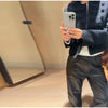 Black Court Style Cropped Jacket For Women Elegant O-neck Long Sleeve Double Breasted Coat Lady Spring Chic Outwear