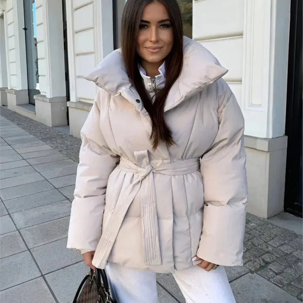 Autumn Winter Warm Cotton Jacket Women Loose Casual Cotton Coat Stand-Up Collar Pure Colour Outerwear Female