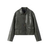 Women's Crocodile Embossed Short Jacket Round Neck Long Sleeve Single Breasted Coat Vintage Y2K Streetwear Autumn Casual Outfit