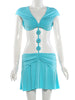 Hollow Design Mini Dress Woman Sexy V-Neck Buckles Patchwork Waistless Girls Elegant Chic Street Bodycon