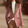 Elegant Leopard Velvet Patchwork Jackets Blazer Single Button Pockets Notched Collar Office Lady Autumn Jackets