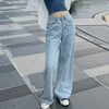 Autumn Spring Jeans Women Denim Pants Vintage Straight Trousers Female White Black Solid Loose Casual Wide Leg Pants