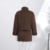 Vintage Solid Suede Skirt Two Piece Set Women Stand Collar Full Sleeve Zipper Jacket Mini Skirts Autumn Lady Streetwear