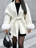 Fox Fur Wool Overcoat Women's Short Coat Office Lady Elegant Double-sided Woolen Coat Cardigan Jackets Loose Wool