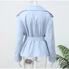 Solid Lace Up Short Windbreaker Women Elegant Full Sleeve Button Loose Chic Trench Coat Office Lady Daily Commute Outwear