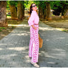 Multicolor Striped Low Waisted Pants Straight Leg Full Length Retro Colorful Trousers Spring Casual Lady Daily Wear