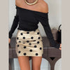 Elegant Dot Shirt Skirts Suit Women Long Puff Sleeve Button V-neck Jacket Mini Skirt Spring Chic 2 Pieces Set Lady