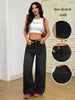 Wide Leg Distressed Straight Jeans for Women Elastic Casual Bootcut Denim Pants Ladies Jeans