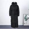Winter Warm Stand Neck Long Lace Up Down Jackets Women Solid Ruff Soft Waist-cinching Coat Female Winter Chic Jackets