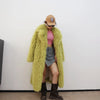 Colorful Fahionable Faux Fur Mongolian Jacket Long Tailored Collar Plush Winter Coat for Women Elegant Loose Fit Outerwear