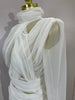 Elegant White High Collar Long Sleeve Solid Mesh Sexy See Through Ruffle Mini Dress Women Evening Club Party Birthday Dresses