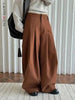 Winter Thick Warm Pants For Women High Waist Pleated Wide Leg Trousers Office Lady Clothes Minimalism 26C967