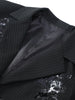 Women Black Sequin Embroidery Blazer Long Pants Set Full Sleeve Lapel Coat Wide-leg Trousers Sets Lady Spring Daily Outfits