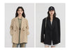 Women Blazers Solid Loose Double-breasted Wide Shoulder Office Ladies Suit Jacket Oversized Coat Spring Autumn