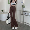 Woman High Waist Vintage Flare Jeans Female Elastic Bell Bottom Pants Girls Black Brown Deep Blue Light Blue Denim Trousers