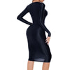 Women's Oil Glossy Long Sleeve Bodycon Dress Smooth Solid Color Round Neck Hip Wrap Tights Pencil Dress Rave Party Clubwear