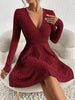 for autumn/Winter Women Knit Slim Sexy Bodycon Dress V-Neck Long Sleeve Dress Solid Casual Midi Sweater Dress
