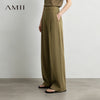 Wide Pants Woman Autumn Pleated Breathable Casual Trousers Loose Versatile Middle-aged Women's Clothing 12623019