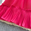 African Women's Pleated Dress Stereo Flower Loose Large Size Stretchy Temperament Long Dress Middle East Wrinkle-Free