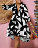 Women Sexy Printed Shirt Dresses Chic V Neck Loose Long Sleeve Dress Causal Vacation Female Mini Vestidos Robe Clothing
