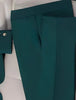 Women Emerald Green Solid Double Breasted Blazer Pants Suit, Metal Buttons Waist Cinched 2 Piece Elegant Office Commute Outfit