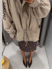 Printed Oversized Drawstring Waist Jackets Women Street Stand Collar Full Sleeve Zipper Slim Coats Autumn Chic Ladies Outerwears