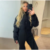 Women's Ski Suit Hooded Full Sleeve Jacket White High-Waisted Flared Pants Set Female Ski Sport Outerwear