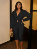Elegant Blazer 2-Piece Set Women Single Breasted Jacket+Calf Pants Matching Simple Solid Office Commute Slim Outfits
