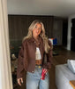 Women Suede Textured Jacket Long Sleeve Lapel Collar Loose Coats Casual Female Outerwear Chic Tops