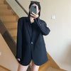 Korean Style Loose Black Blazers Ladies Spring Autumn Single Button Casual Suit Coat Woman Vintage Streetwear Clothes