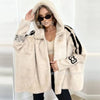 Casual Warm Plush Women's Coat Zipper Cardigan With Baton Sleeves Loose Hooded Coat Autumn Winter Commuting Wear