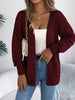 Solid Color Hollow Lantern Long Sleeve Sweater for Women Casual Cardigan Sweaters Autumn Winter Mid-length Jacket Tops