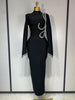 Women Sexy Long Sleeve Diamonds Maxi Long Bodycon Bandage Dress Celebrity Elegant Evening Party Birthday Dresses