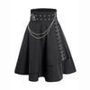 Womens Asymmetic Hem Plaid Skirt Buckle Strap Detail Casual Midi A Line Dress Black Skirts