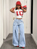 Denim Pant Women Jeans Vintage Wide Leg Long Pants High Waist Straight Trousers Y2k Streetwear Elegant Splice Work Casual Loose