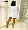 Women Single Breasted Turn-down Neck Shirt Style A-line Bodycon Long Sleeve Dress