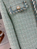 Women Elegant Tweed Jackets Chic O-neck Long Sleeve Tops Autumn Single-breasted Office Cardigan Coat Outerwear