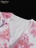 Sexy Loose Print Women's Dress V-Neck Puff Sleeve Mini Dresses Elegant Classic High Waist Pleated Female Dress