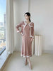 Black White Colorblock Design Women's Pleated Two Pieces Set O-neck Beaded Petal Hem Short Coat +Elastic Dress 2DB6662