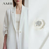 Minimalist Women's Blazer Mujer Autumn Solid Loose Seven-quarter Sleeve Lapel Button Commuter Suit Jacket 12512019